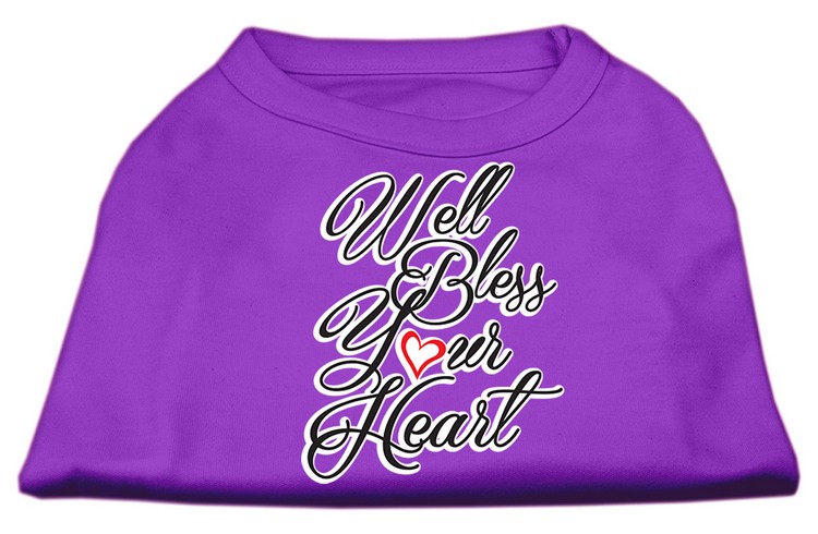 Well Bless Your Heart Screen Print Dog Shirt Purple XXXL